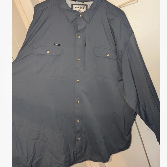 Poncho Long Sleeve Blue magnetic  Button Down shirt 2XL - Picture 5 of 11